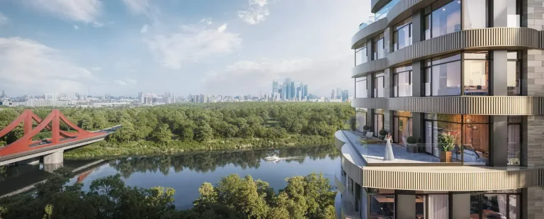 Фасад жилого комплекса Остров у Москвы-реки